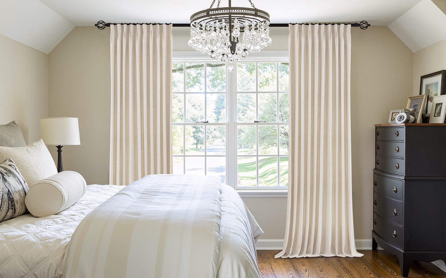 Vigor Linen Herringbone Custom Curtain Pleated